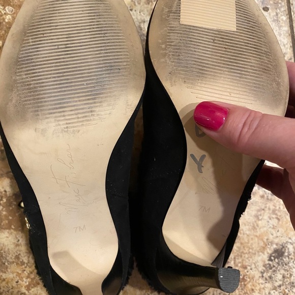 Marc Fisher Black Ankle Boots with Gold Zipper - Picture 4 of 5